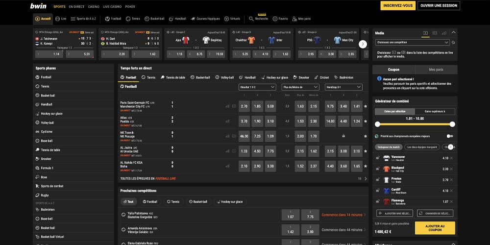 screenshot bwin interface